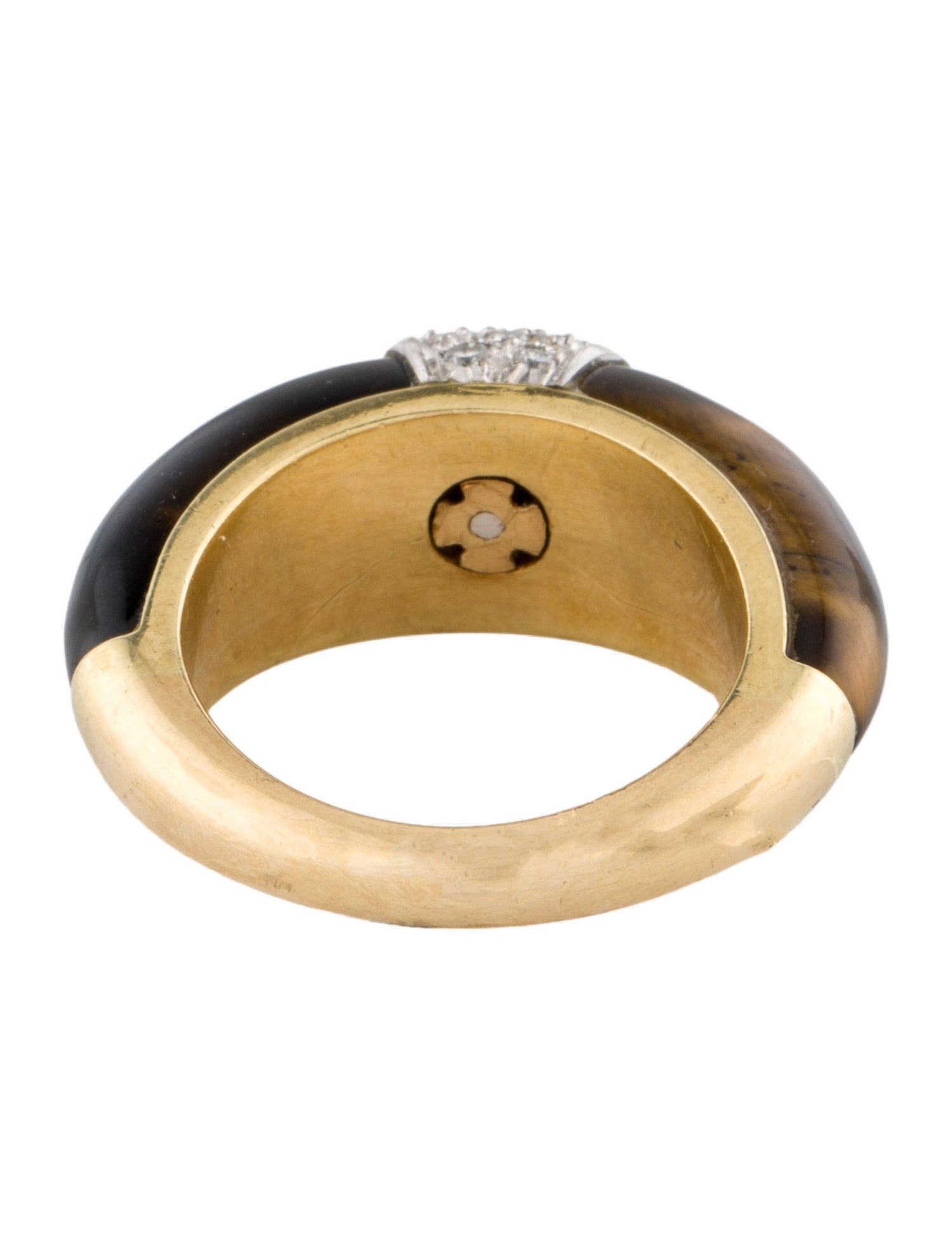 Ring 14K Two-Tone Tiger's Eye Quartz & Diamond Cocktail Ring